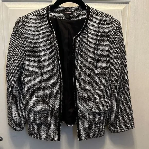 Express Monochrome Tweed Blazer - Picture 1 of 4